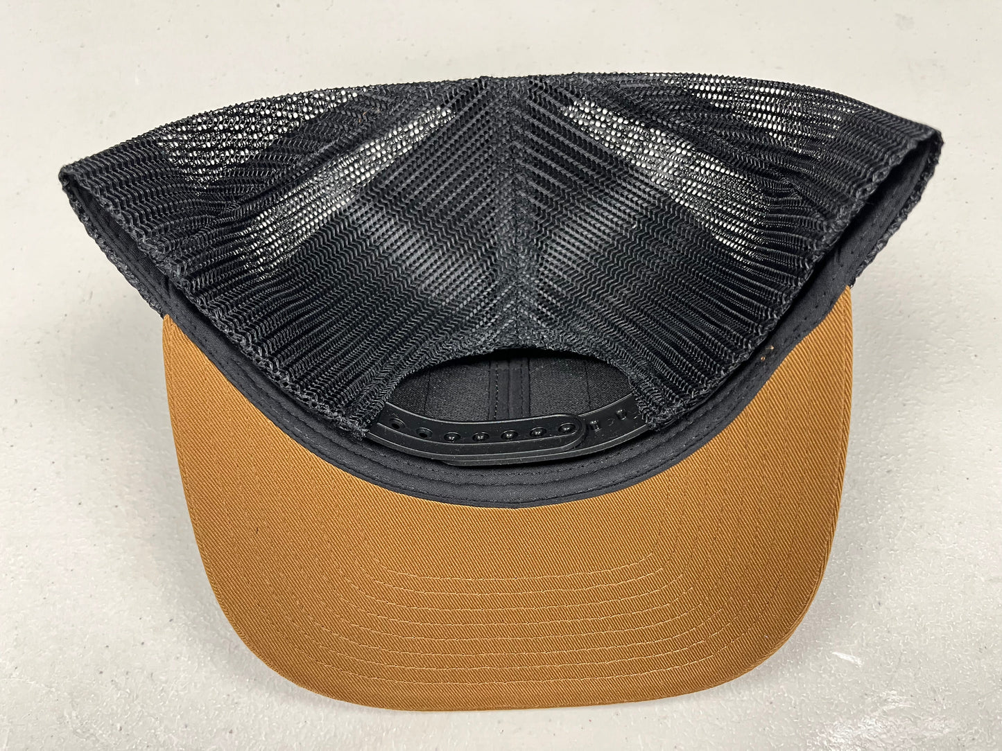 Sand and Black Leather Patch Hat